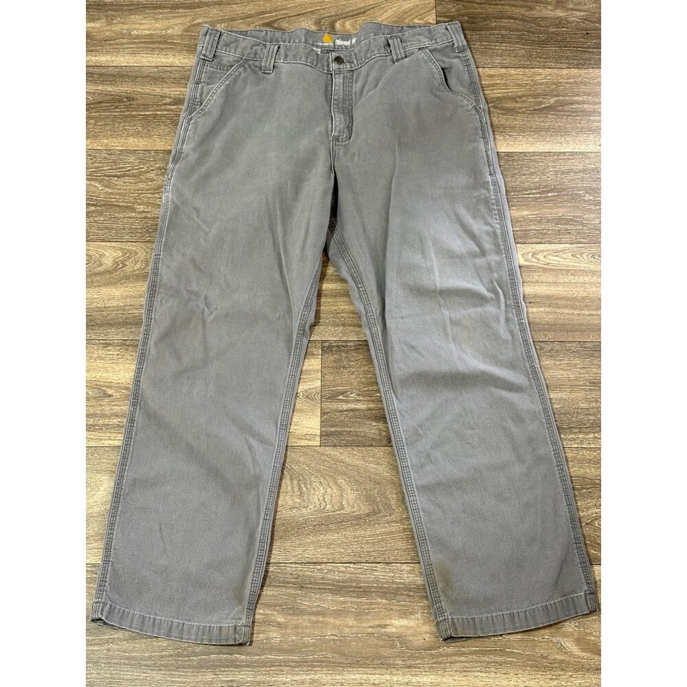 CARHARTT RELAXED FIT GRAY DENIM WORK JEANS MENS 38X30